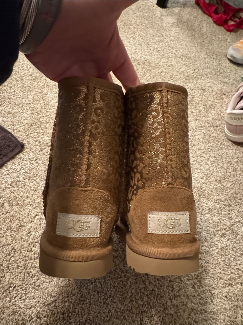 UGG Metallic Leopard Glitter Short Boots - Chestnut Gold - Picture 2 of 5